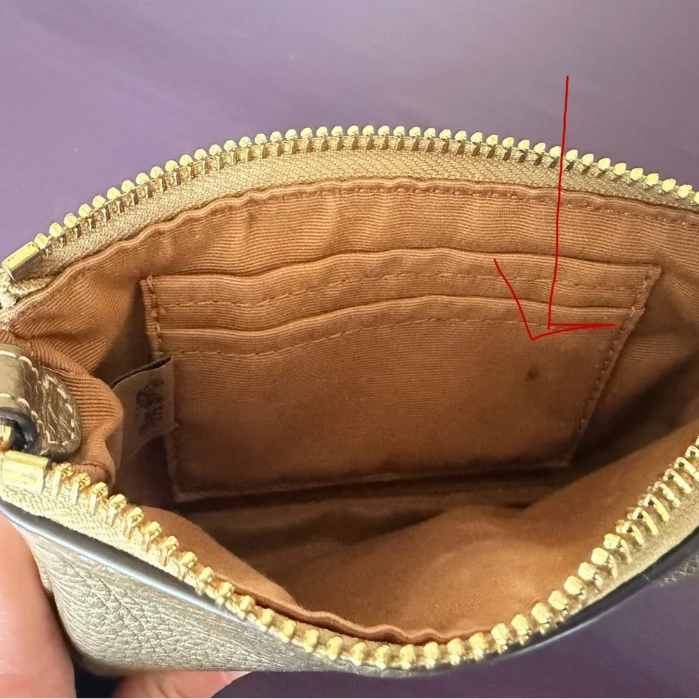 Coach Metallic Gold Leather Wristlet Pouch